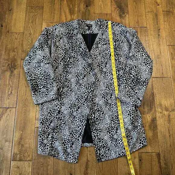 Rafaella Knit Open Front Cardigan Jacket Leopard Animal Print Black White Sz L - Picture 3 of 5